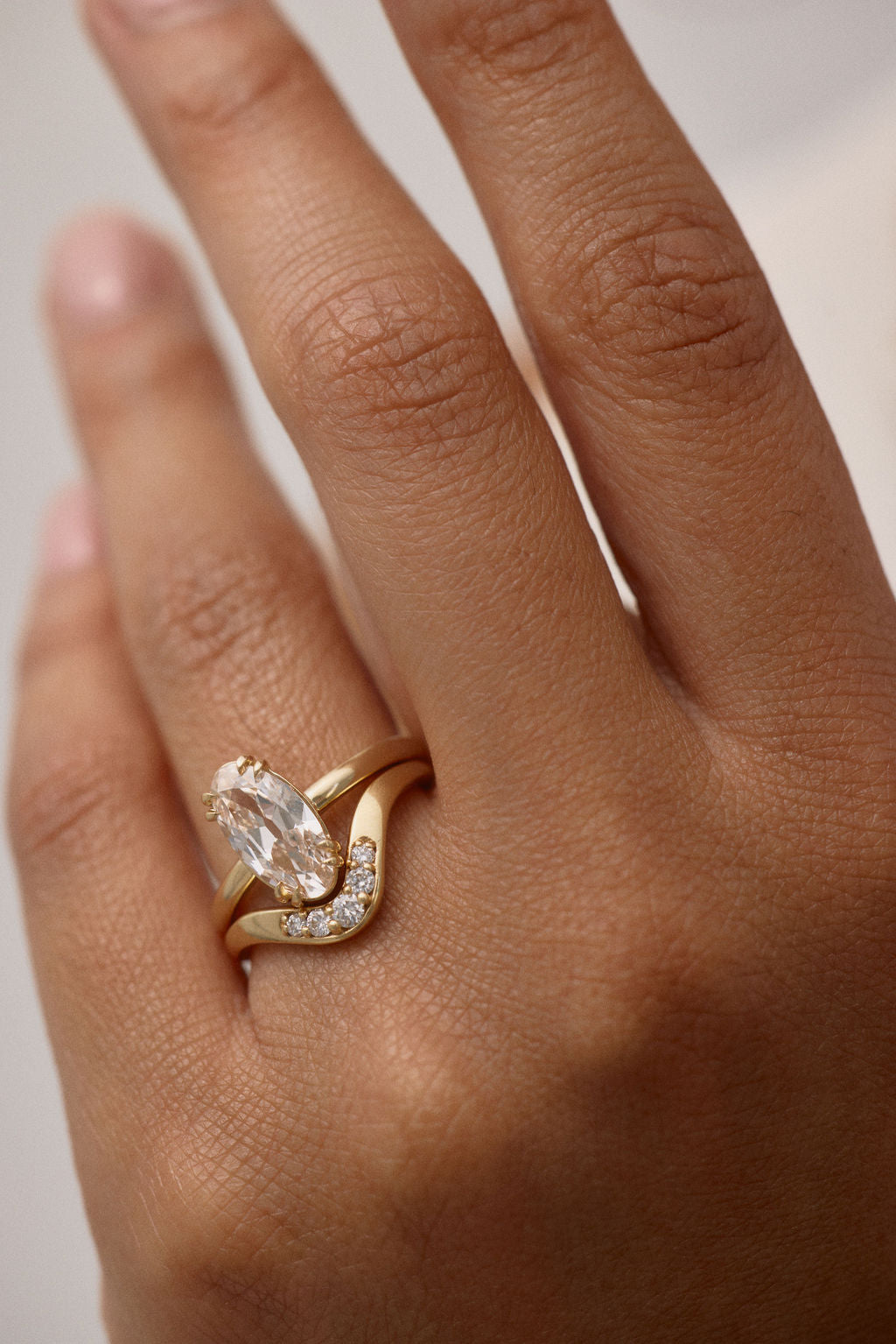 1.65 CT Champagne Moval Solitaire Lab Grown Diamond Engagement Ring
