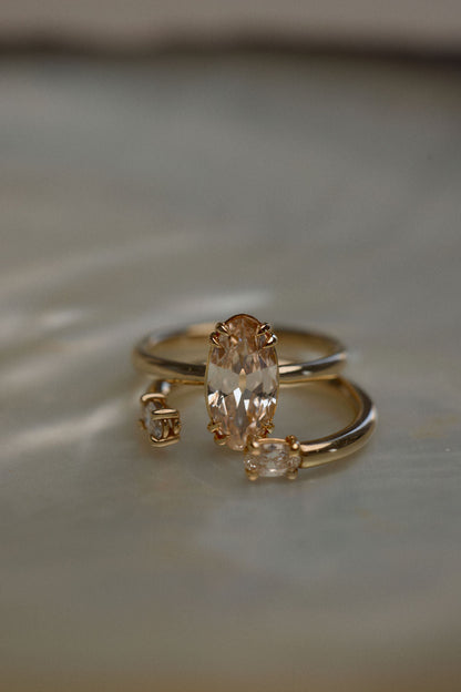 1.65 CT Champagne Moval Solitaire Lab Grown Diamond Engagement Ring