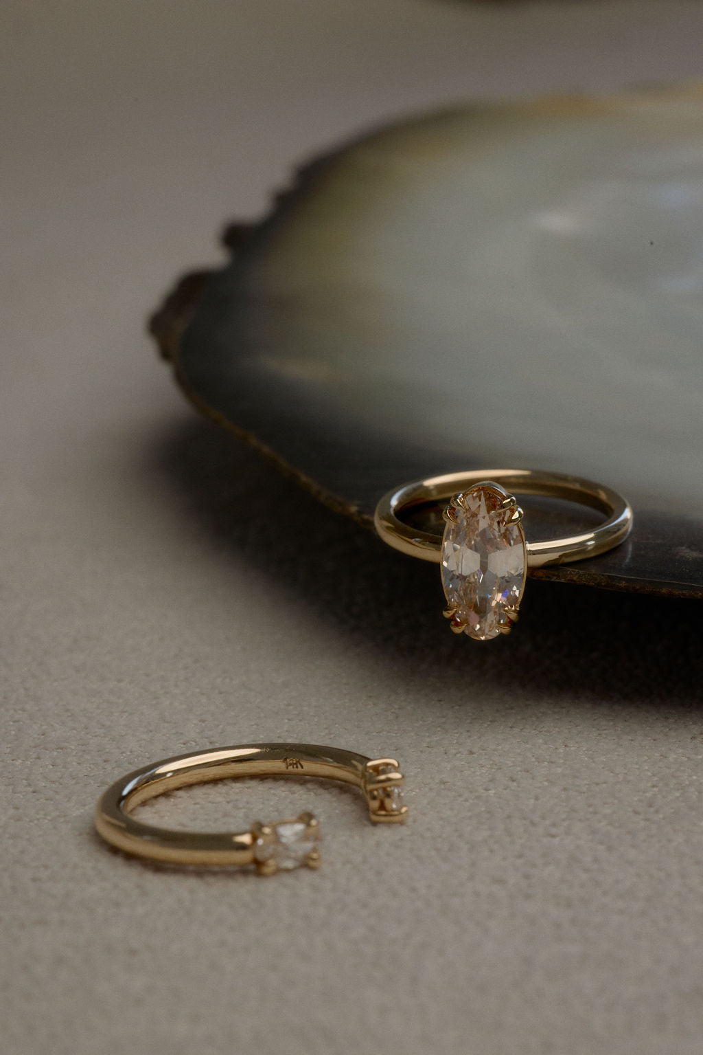 1.65 CT Champagne Moval Solitaire Lab Grown Diamond Engagement Ring