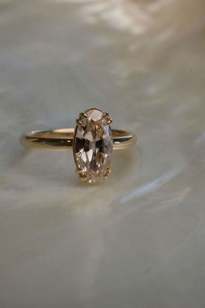 1.65 CT Champagne Moval Solitaire Lab Grown Diamond Engagement Ring