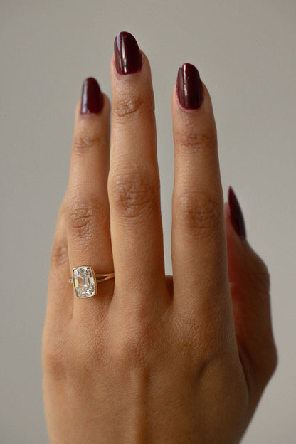 2.60 CT Old Mine Elongated Cushion Split Shank Lab Grown Diamond Engagement Ring