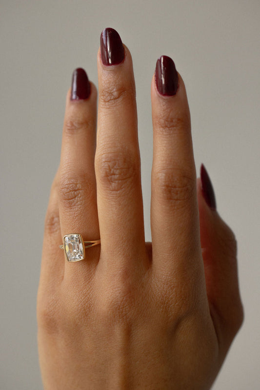 2.60 CT Old Mine Elongated Cushion Split Shank Lab Grown Diamond Engagement Ring