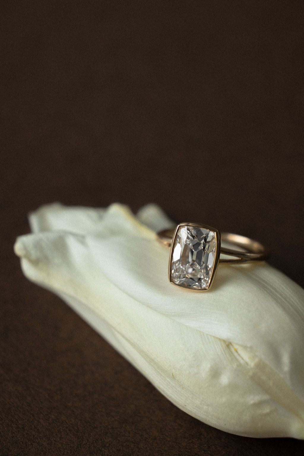 2.60 CT Old Mine Elongated Cushion Split Shank Lab Grown Diamond Engagement Ring