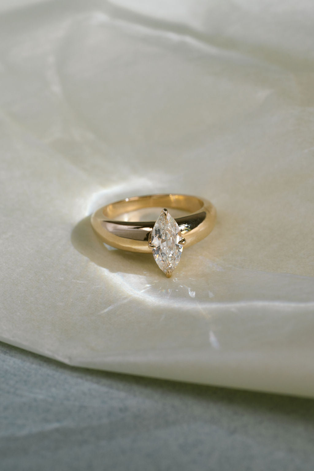 1.04 CT Antique Cut Moval Solitaire Lab Grown Diamond Engagement Ring