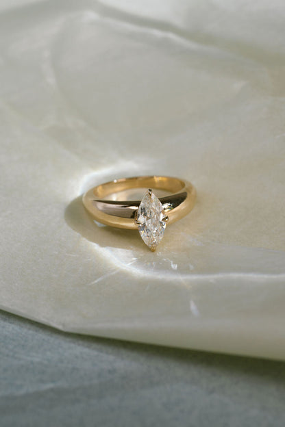 1.04 CT Antique Cut Moval Solitaire Lab Grown Diamond Engagement Ring