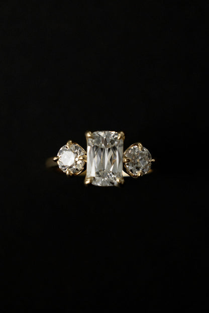 6.00 CT Cushion Three Stone Lab Grown Diamond Engagement Ring