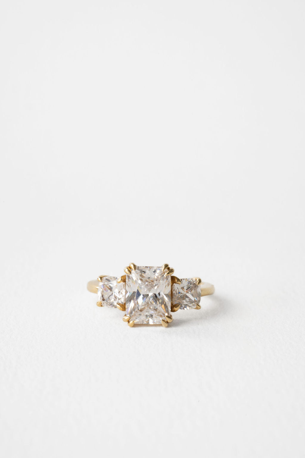 4.30 CT Radiant Three Stone Lab Grown Diamond Engagement Ring