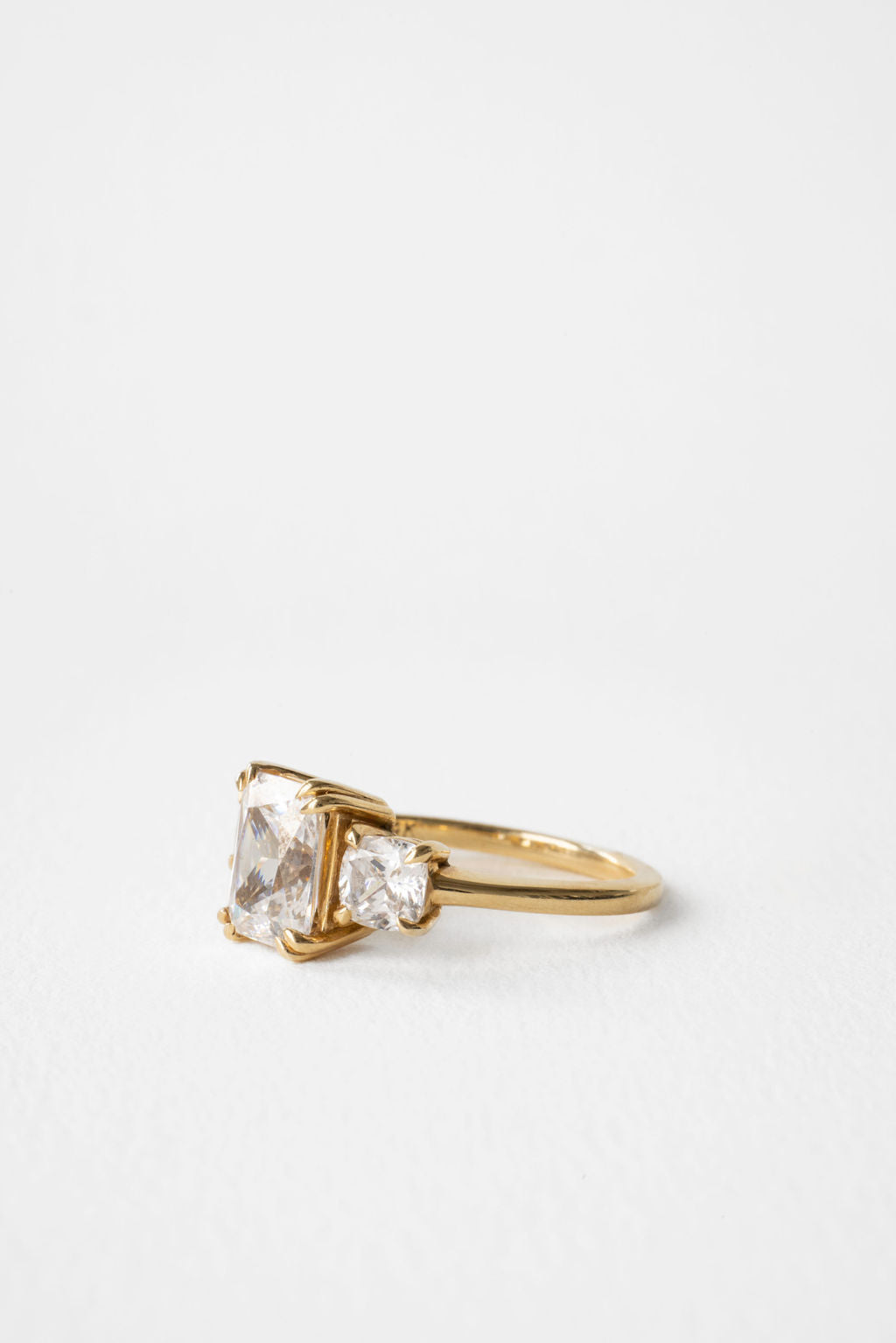 4.30 CT Radiant Three Stone Lab Grown Diamond Engagement Ring