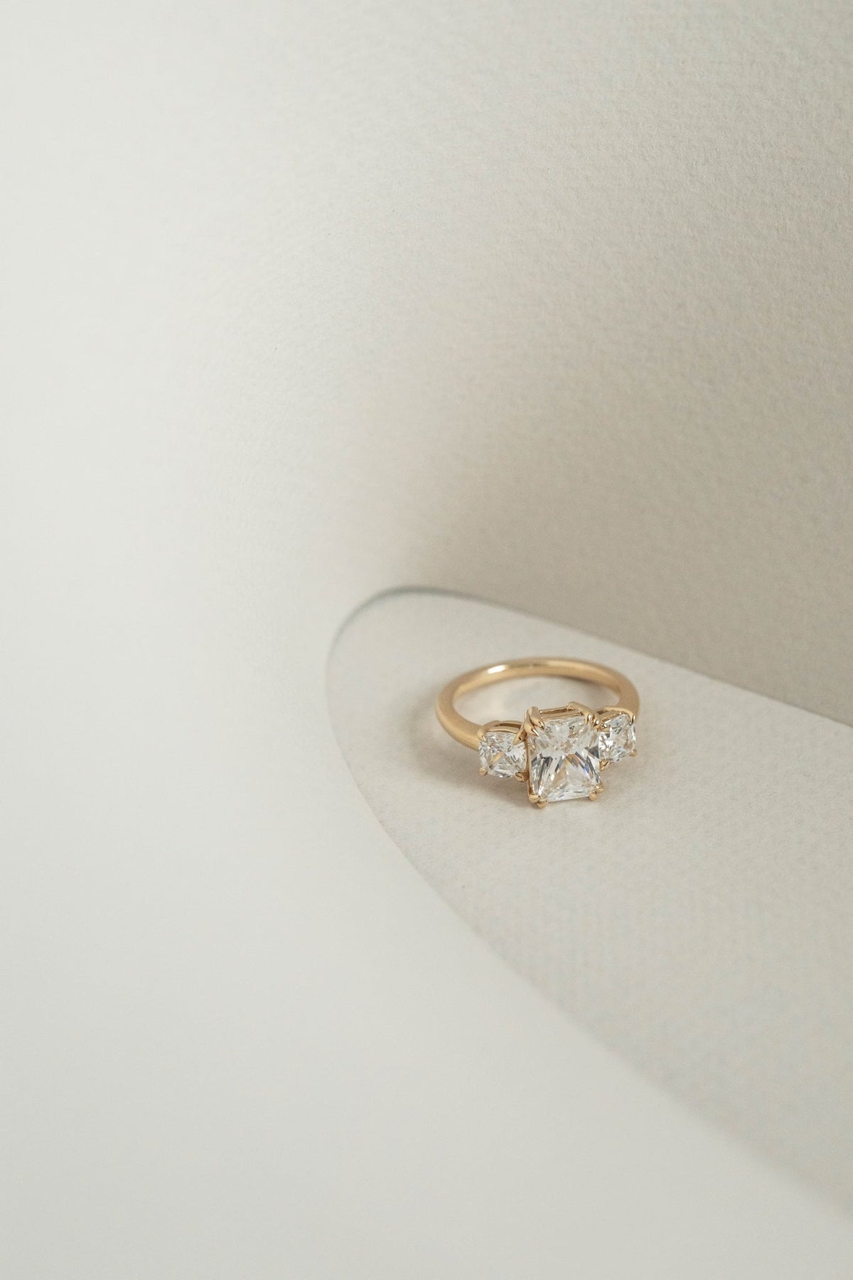 4.30 CT Radiant Three Stone Lab Grown Diamond Engagement Ring