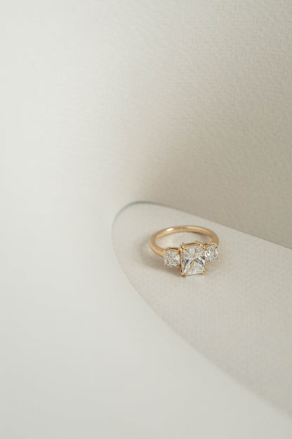 4.30 CT Radiant Three Stone Lab Grown Diamond Engagement Ring