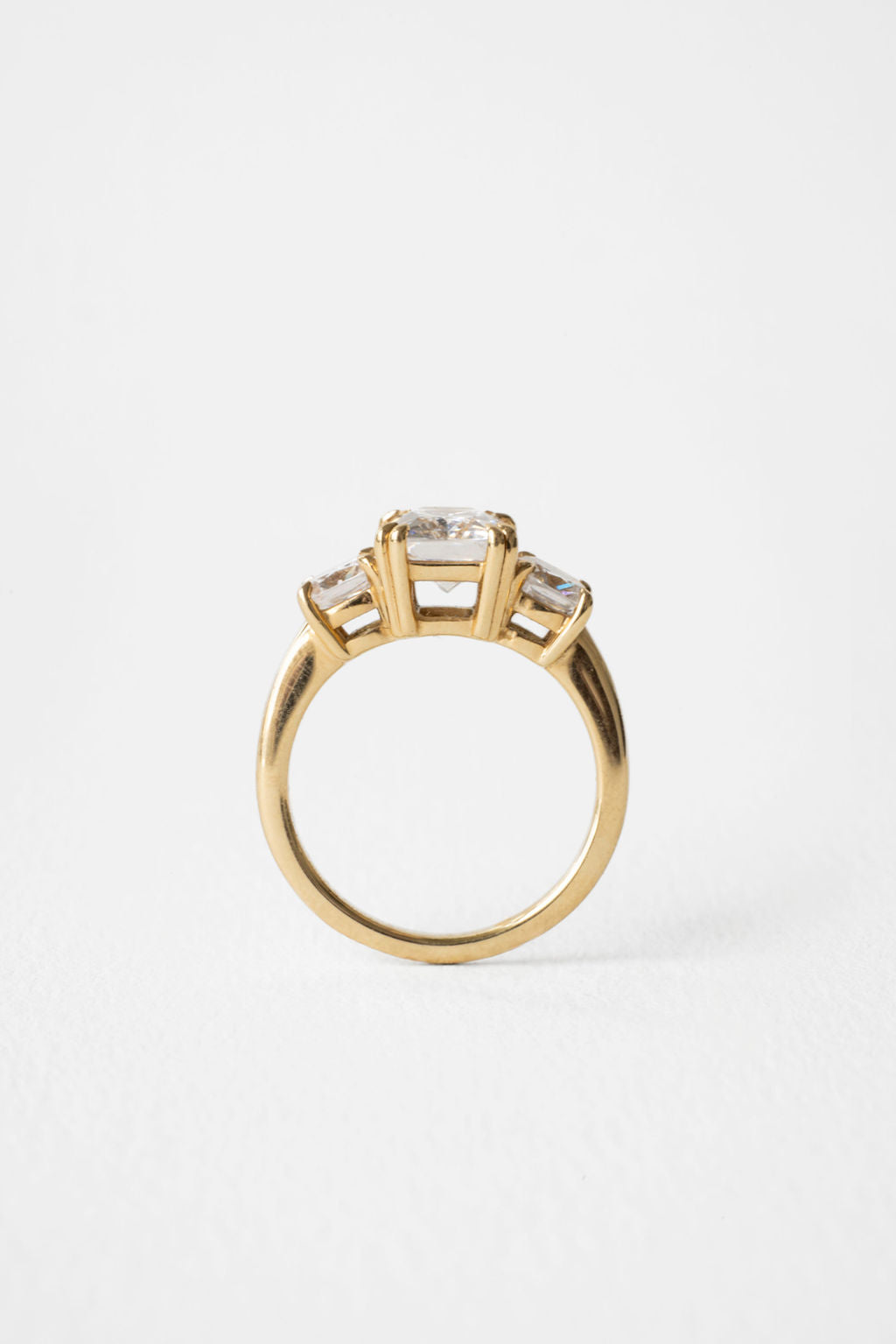 4.30 CT Radiant Three Stone Lab Grown Diamond Engagement Ring