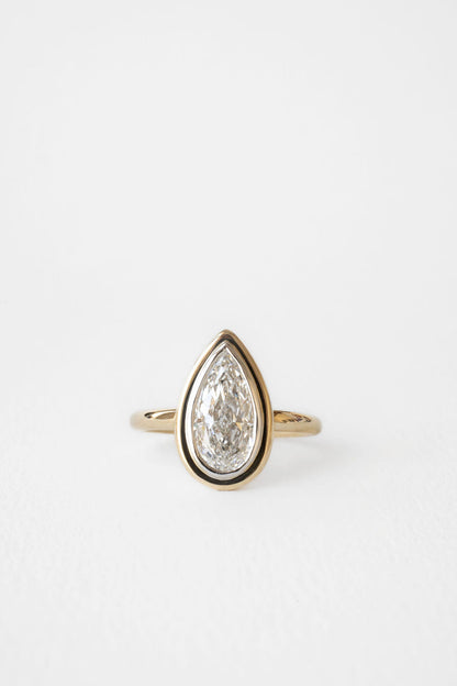 2.15 CT Pear Bezel Lab Grown Diamond Engagement Ring