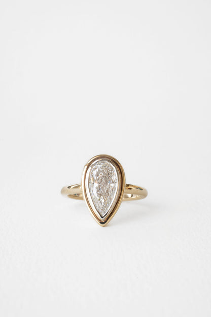 2.15 CT Pear Bezel Lab Grown Diamond Engagement Ring