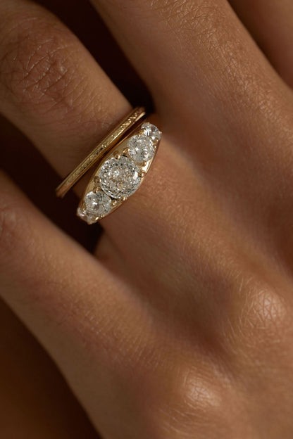 2.20 CT Portuguese Cut Pavé Lab Grown Diamond Engagement Ring