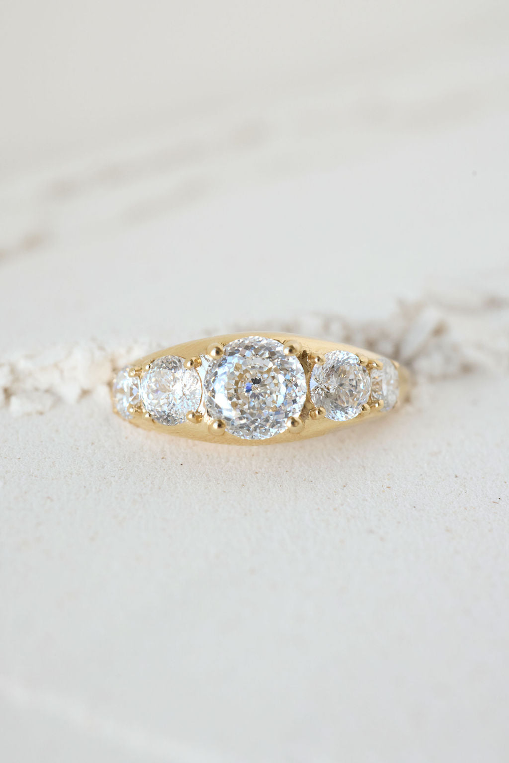 2.20 CT Portuguese Cut Pavé Lab Grown Diamond Engagement Ring
