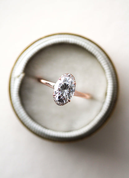 1.94 CT Oval Halo Lab Grown Diamond Engagement Ring