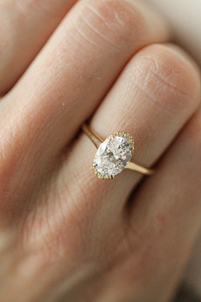 1.94 CT Oval Halo Lab Grown Diamond Engagement Ring