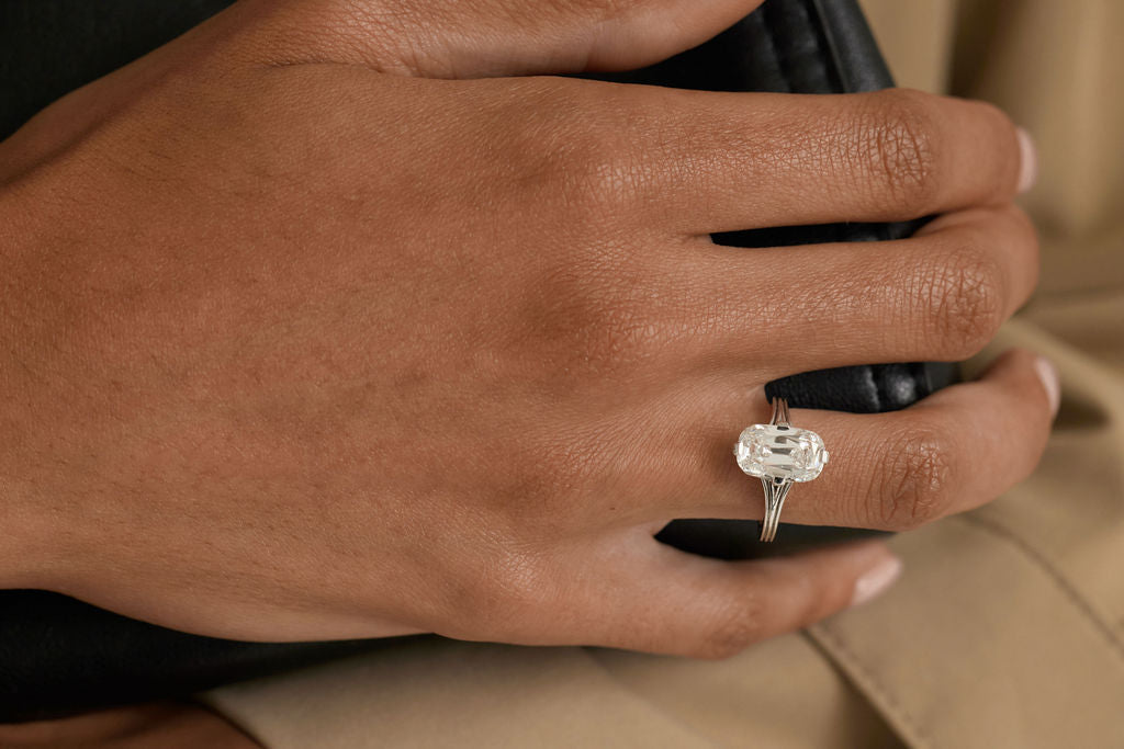 3.35 CT Antique Elongated Cushion Solitaire Lab Grown Diamond Engagement Ring