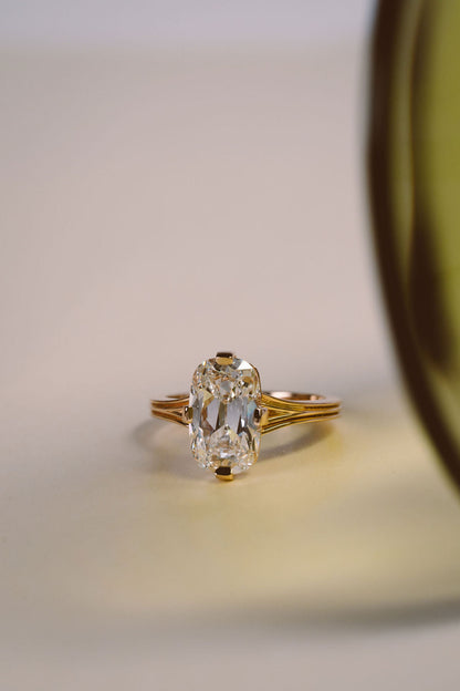3.35 CT Antique Elongated Cushion Solitaire Lab Grown Diamond Engagement Ring