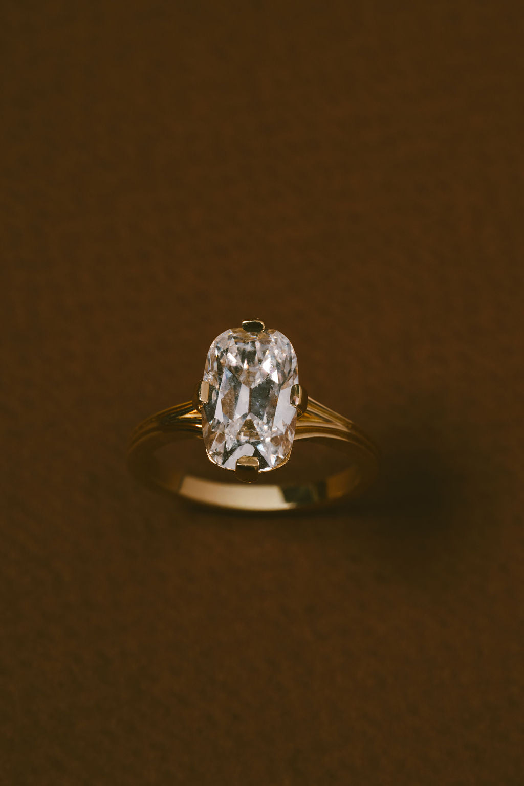 3.35 CT Antique Elongated Cushion Solitaire Lab Grown Diamond Engagement Ring