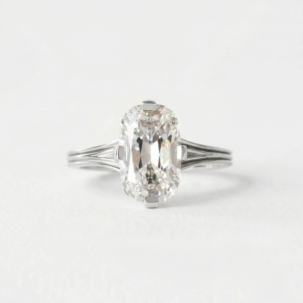 3.35 CT Antique Elongated Cushion Solitaire Lab Grown Diamond Engagement Ring