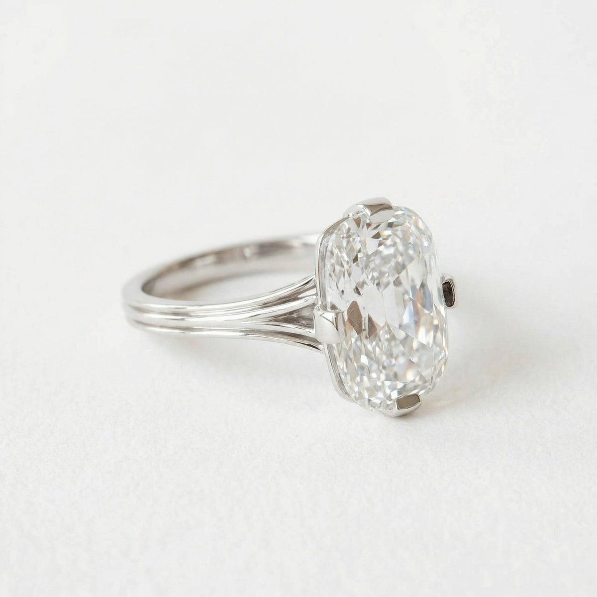 3.35 CT Antique Elongated Cushion Solitaire Lab Grown Diamond Engagement Ring