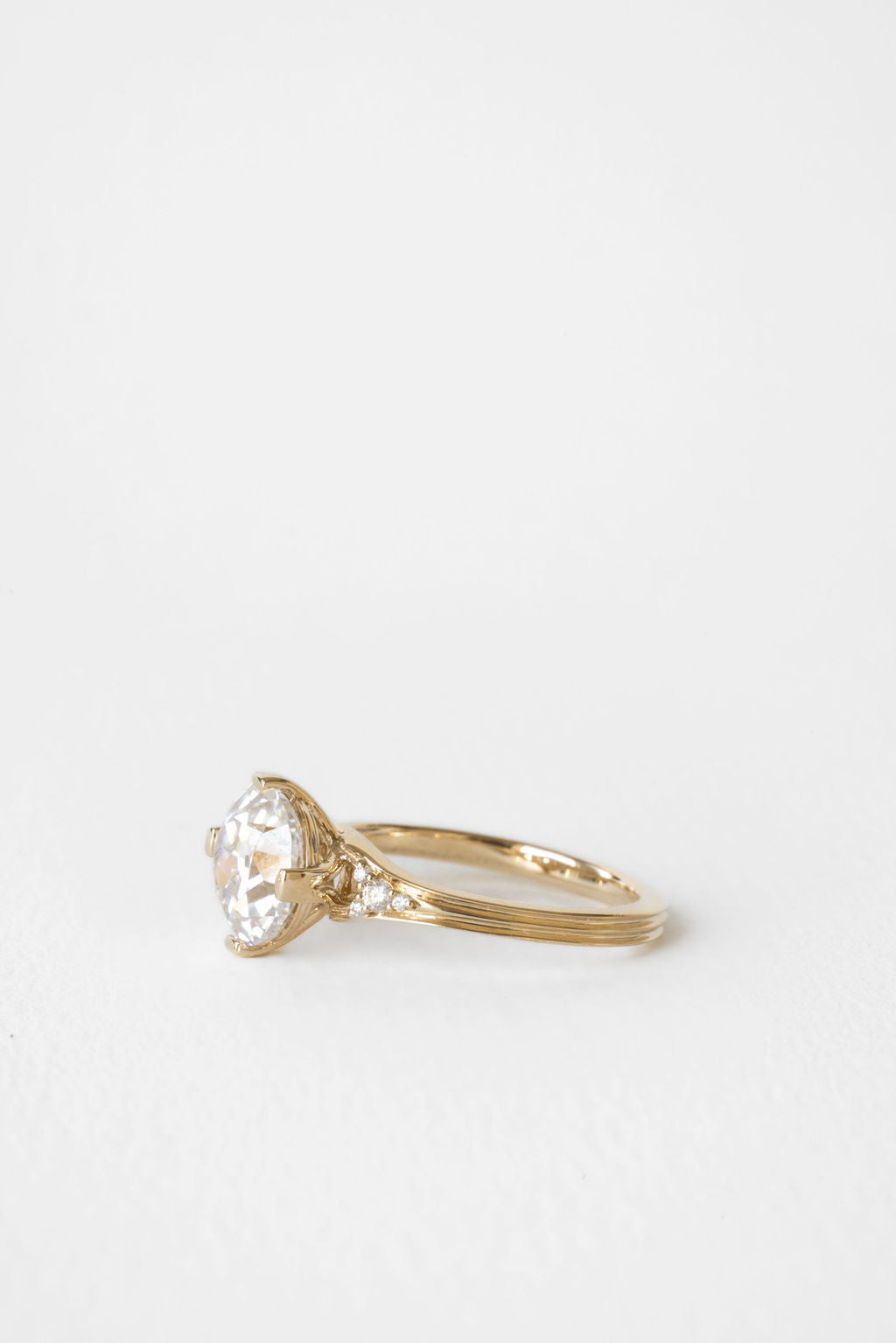 2.62 CT Euro Cut Cluster Lab Grown Diamond Engagement Ring