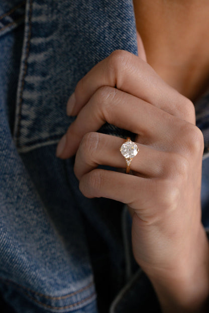 2.62 CT Euro Cut Cluster Lab Grown Diamond Engagement Ring