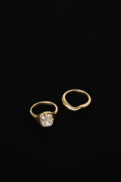 3.00 CT Old Cut Emerald Bezel Lab Grown Diamond Engagement Ring