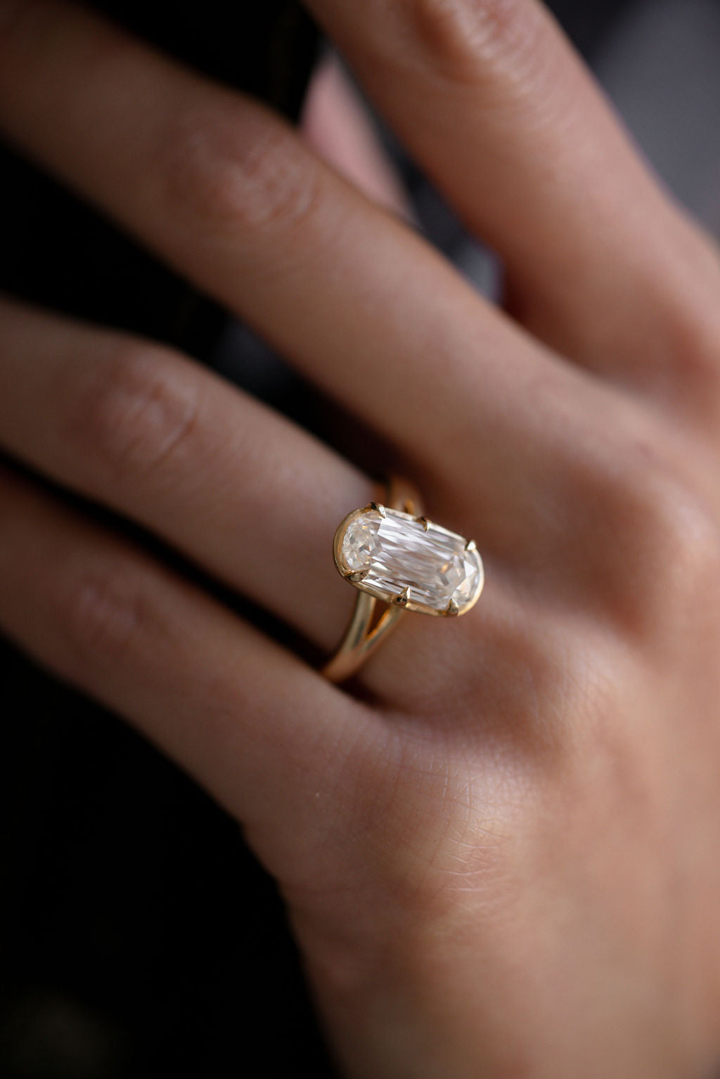 3.70 CT Elongated Cushion Split Shank Lab Grown Diamond Engagement Ring