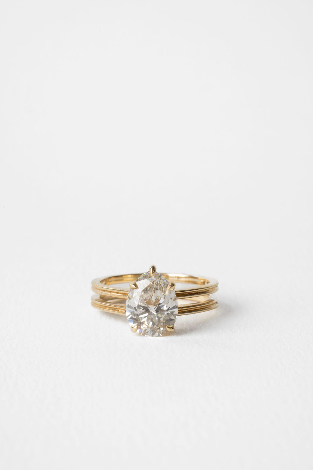 2.30 CT Pear Double Band Solitaire Lab Grown Diamond Engagement Ring