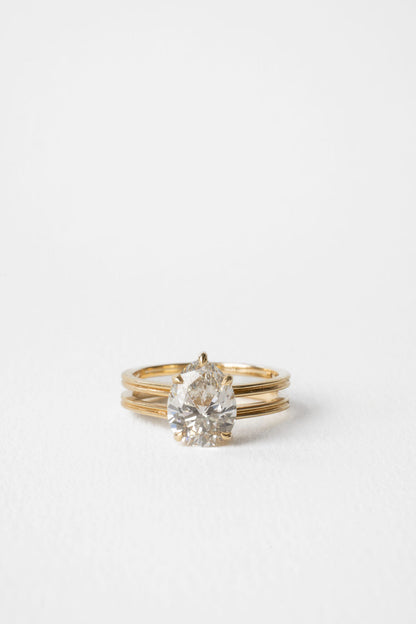 2.30 CT Pear Double Band Solitaire Lab Grown Diamond Engagement Ring