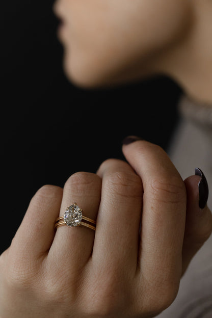 2.30 CT Pear Double Band Solitaire Lab Grown Diamond Engagement Ring