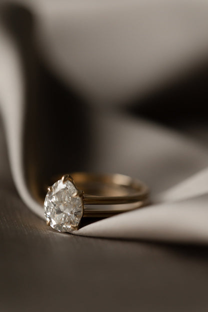 2.30 CT Pear Double Band Solitaire Lab Grown Diamond Engagement Ring