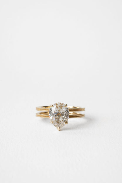 2.30 CT Pear Double Band Solitaire Lab Grown Diamond Engagement Ring
