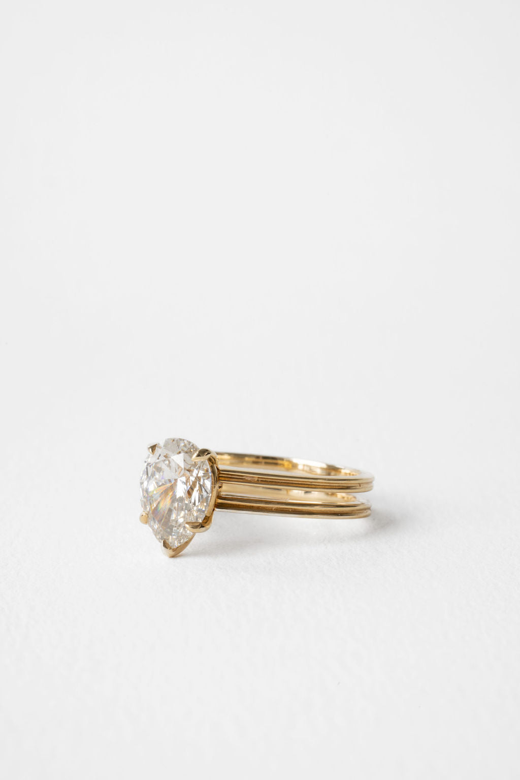 2.30 CT Pear Double Band Solitaire Lab Grown Diamond Engagement Ring