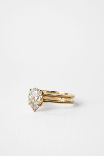 2.30 CT Pear Double Band Solitaire Lab Grown Diamond Engagement Ring