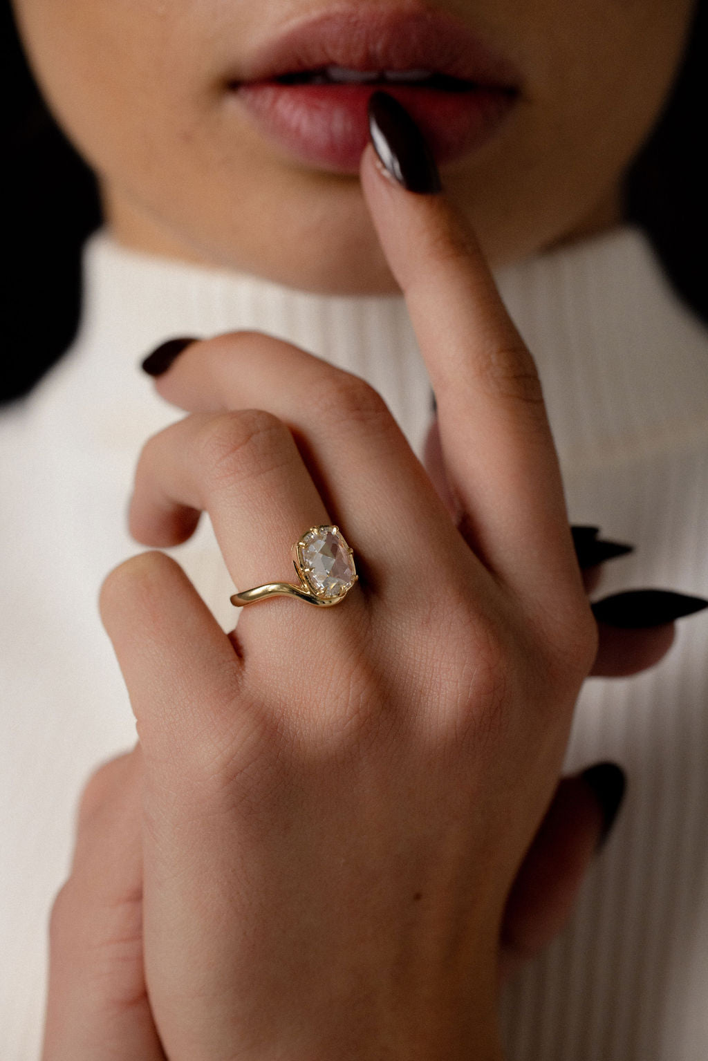 2.00 CT Rose Cut Cushion Solitaire Lab Grown Diamond Engagement Ring