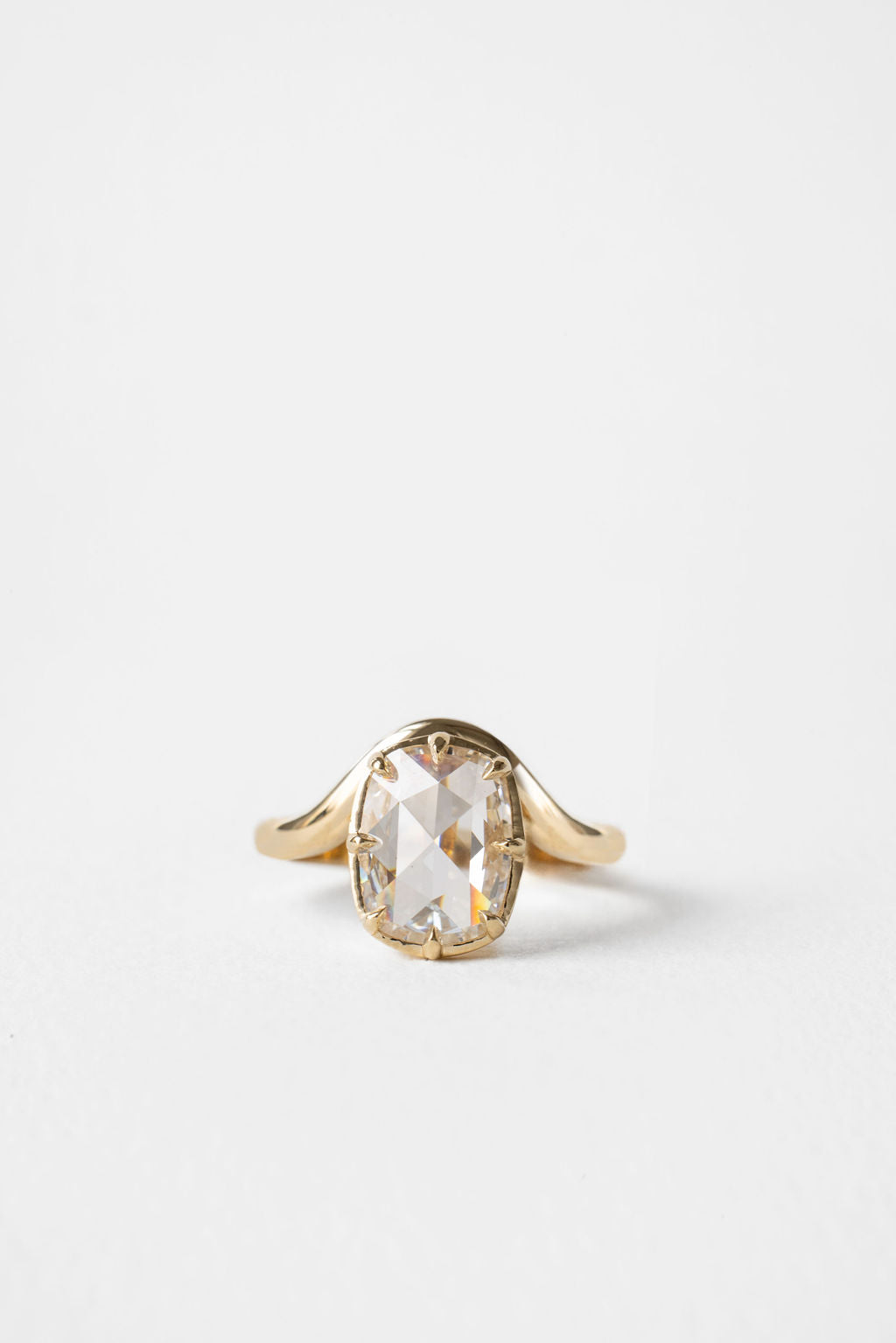 2.00 CT Rose Cut Cushion Solitaire Lab Grown Diamond Engagement Ring