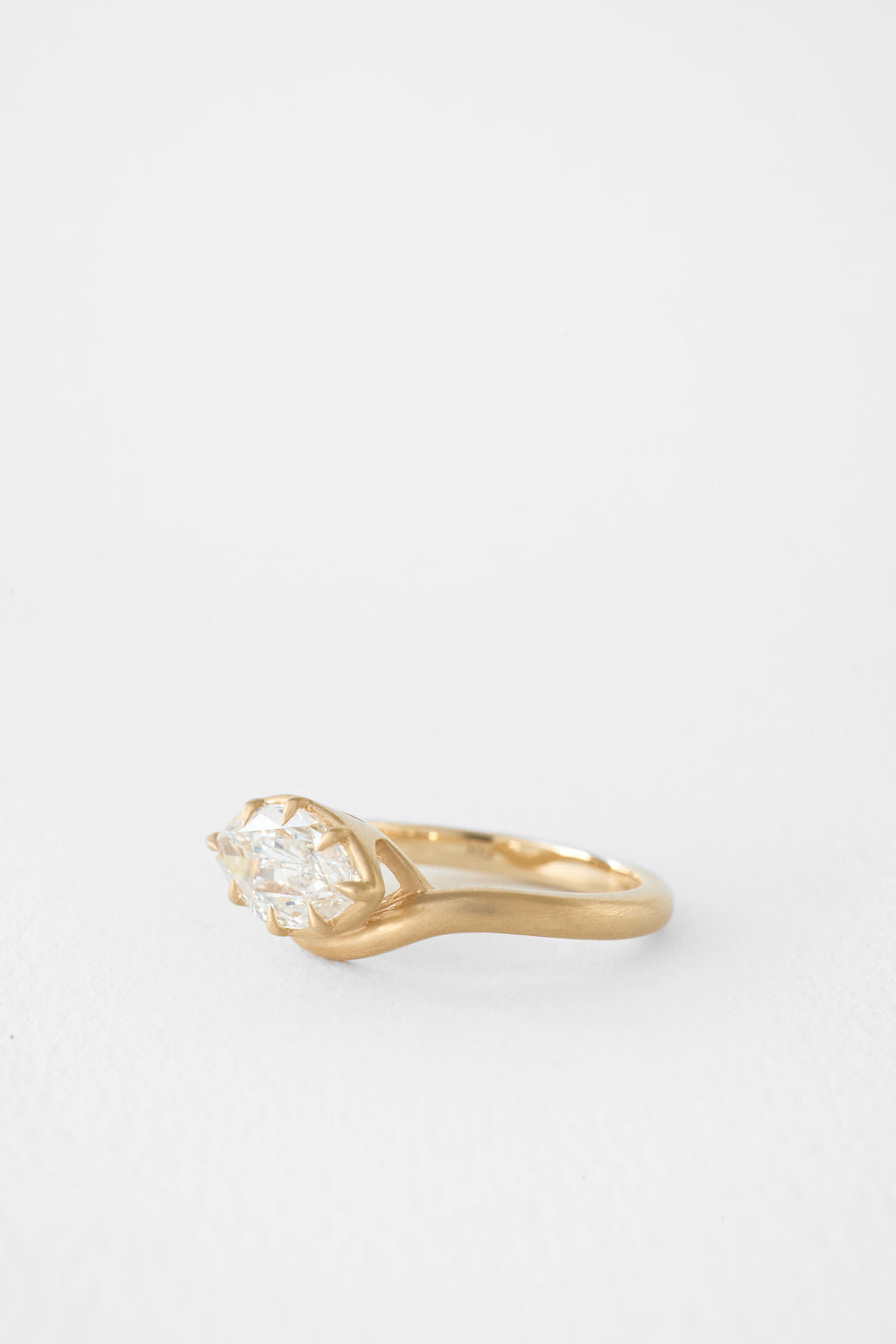 1.35 CT Rose Cut Marquise Bezel Lab Grown Diamond Engagement Ring