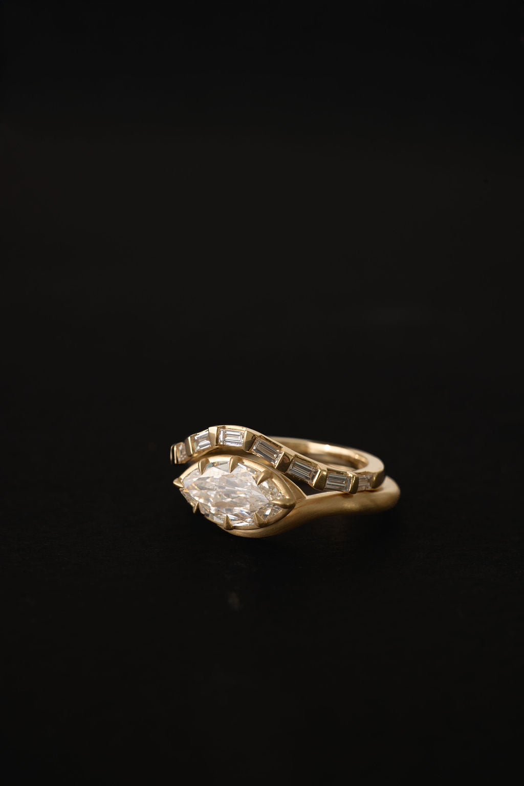 1.35 CT Rose Cut Marquise Bezel Lab Grown Diamond Engagement Ring