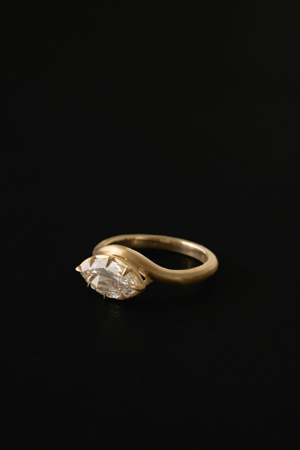 1.35 CT Rose Cut Marquise Bezel Lab Grown Diamond Engagement Ring