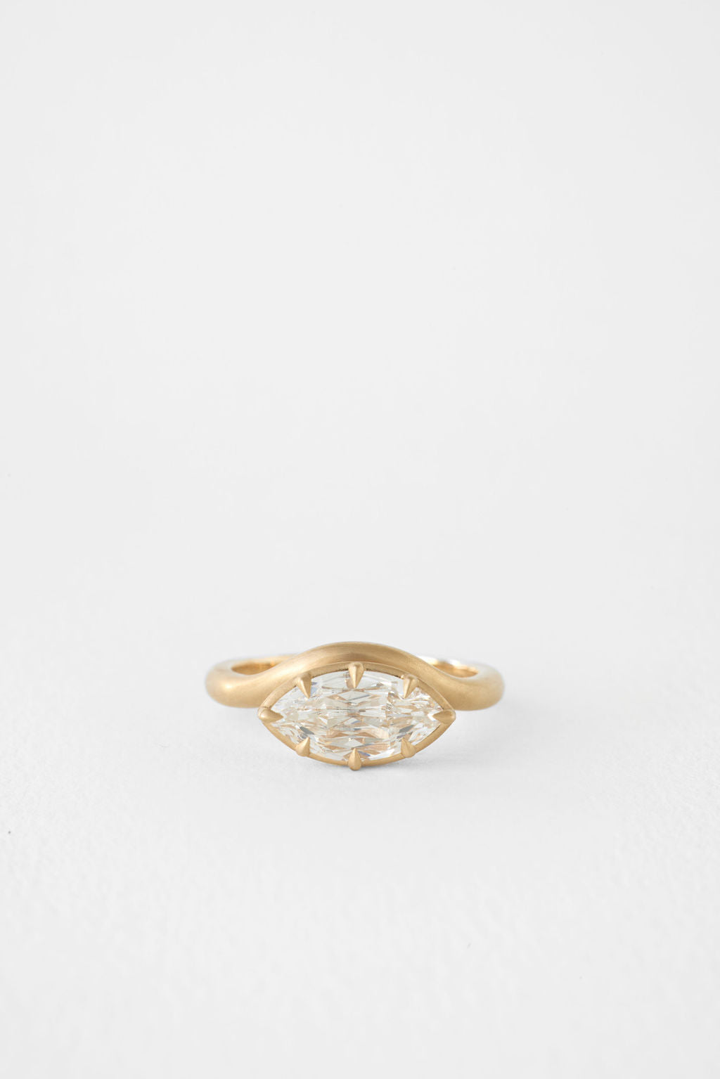 1.35 CT Rose Cut Marquise Bezel Lab Grown Diamond Engagement Ring