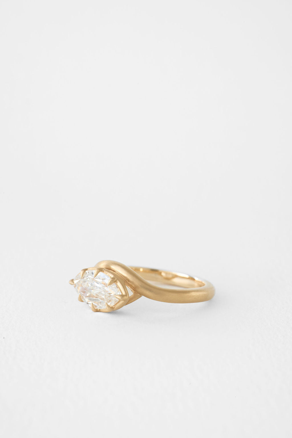 1.35 CT Rose Cut Marquise Bezel Lab Grown Diamond Engagement Ring