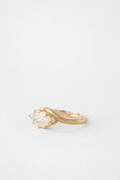 1.35 CT Rose Cut Marquise Bezel Lab Grown Diamond Engagement Ring