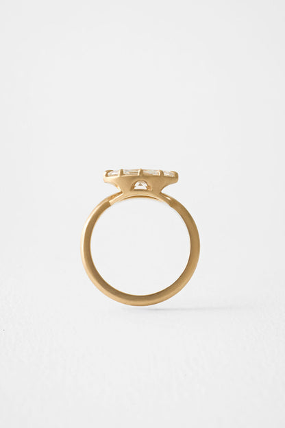 1.35 CT Rose Cut Marquise Bezel Lab Grown Diamond Engagement Ring