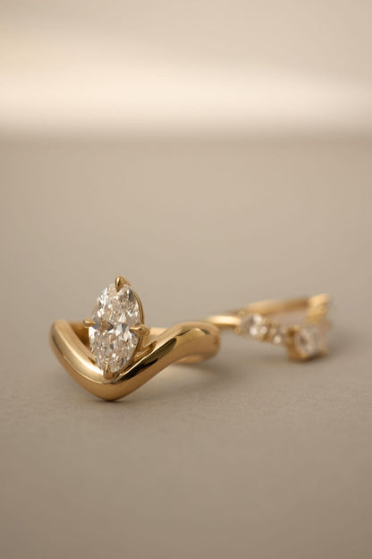 1.75 CT Marquise Swirl Solitaire Lab Grown Diamond Engagement Ring