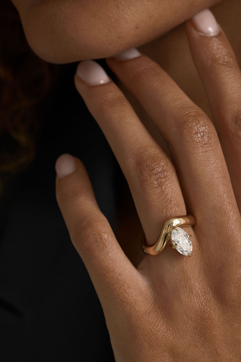 1.75 CT Marquise Swirl Solitaire Lab Grown Diamond Engagement Ring