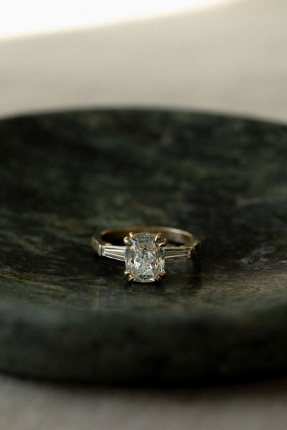 2.65 CT Elongated Cushion Three Stone Lab Grown Diamond Engagement Ring