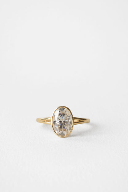 2.10 CT Oval Split Shank Bezel Lab Grown Diamond Engagement Ring